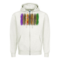 Oatmeal Heather mardi gras brushstroke Zipper Hoodie - OliviaCreatesArt