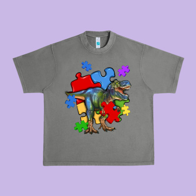 Autism T Rex Urban Heavy Tee Designed By Artiststas