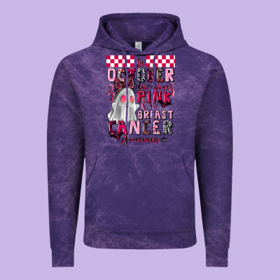 Pink Ghost Breast Cancer Awareness Vintage Hoodie Designed By Lillyallendesigns