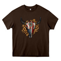 Chocolate Brown American Bull Skull Heavy Core Tee - Jasminsmagicworld