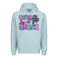 Blue Mist Easter Day Saved by his grace Premium Hoodie - OliviaCreatesArt