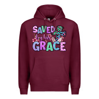 Burgundy Easter Day Saved by his grace Premium Hoodie - OliviaCreatesArt