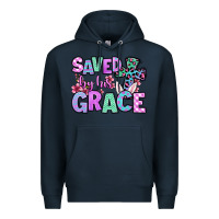 Navy Easter Day Saved by his grace Premium Hoodie - OliviaCreatesArt