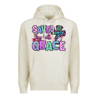 Oatmeal Heather Easter Day Saved by his grace Premium Hoodie - OliviaCreatesArt