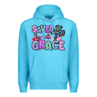 Ocean Blue Easter Day Saved by his grace Premium Hoodie - OliviaCreatesArt
