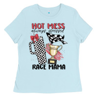 Baby Blue hot mess always stressed race mama Ladies Tee - MaliasSmallBusiness