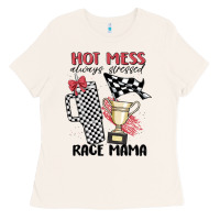 Bone hot mess always stressed race mama Ladies Tee - MaliasSmallBusiness