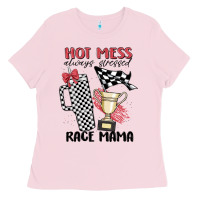 Bubblegum Pink hot mess always stressed race mama Ladies Tee - MaliasSmallBusiness