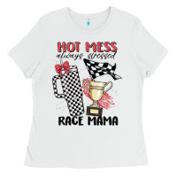 White hot mess always stressed race mama Ladies Tee - MaliasSmallBusiness