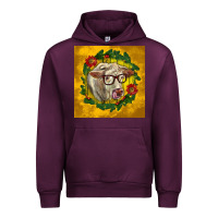 Mauve Wine christmas charolais cow face Urban Hoodie - LillyAllenDesigns