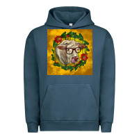 Pigment Midnight Navy christmas charolais cow face Urban Hoodie - LillyAllenDesigns