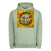 Pigment Oil Green christmas charolais cow face Urban Hoodie - LillyAllenDesigns