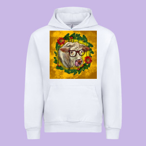 Christmas Charolais Cow Face Urban Hoodie Designed By Lillyallendesigns