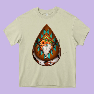 Aztec Bullskull Teardrop Earrings Heavy Core Tee Designed By Jasminsmagicworld