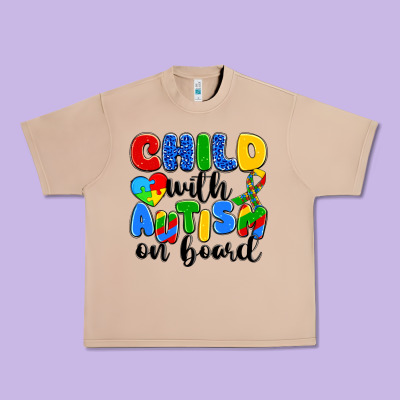 Child With Autism On Board Urban Heavy Tee Designed By Artiststas