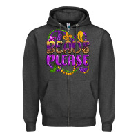 Charcoal Heather beads please mardi gras Zipper Hoodie - OliviaCreatesArt