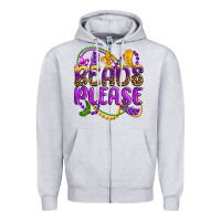 Heather Grey beads please mardi gras Zipper Hoodie - OliviaCreatesArt