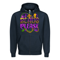 Navy beads please mardi gras Zipper Hoodie - OliviaCreatesArt
