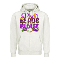 Oatmeal Heather beads please mardi gras Zipper Hoodie - OliviaCreatesArt