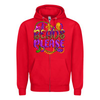 Red beads please mardi gras Zipper Hoodie - OliviaCreatesArt