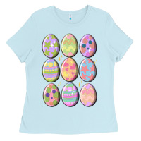 Baby Blue vintage easter eggs Ladies Tee - MaliasSmallBusiness