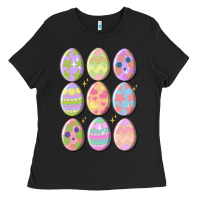 Black vintage easter eggs Ladies Tee - MaliasSmallBusiness