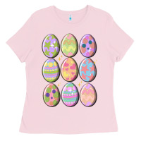 Bubblegum Pink vintage easter eggs Ladies Tee - MaliasSmallBusiness