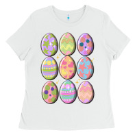 White vintage easter eggs Ladies Tee - MaliasSmallBusiness