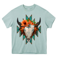 Arona Aztec Turquoise Bull Skull Heavy Core Tee - Jasminsmagicworld