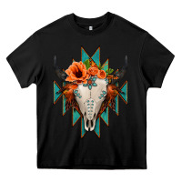 Black Aztec Turquoise Bull Skull Heavy Core Tee - Jasminsmagicworld