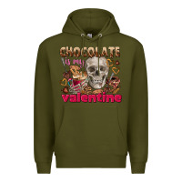 Army Green Skull chocolate is my Valentine Premium Hoodie - FaDigitalArtStudio