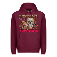 Burgundy Skull chocolate is my Valentine Premium Hoodie - FaDigitalArtStudio