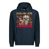 Navy Skull chocolate is my Valentine Premium Hoodie - FaDigitalArtStudio