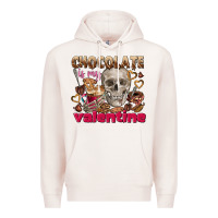 Pale Pink Skull chocolate is my Valentine Premium Hoodie - FaDigitalArtStudio