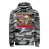 Slate Camo Skull chocolate is my Valentine Premium Hoodie - FaDigitalArtStudio