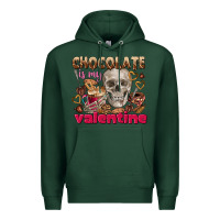 Sports Green Skull chocolate is my Valentine Premium Hoodie - FaDigitalArtStudio