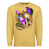 Antique Gold mardi gras skull Premium Sweatshirt - FaDigitalArtStudio