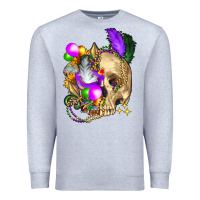 Heather Grey mardi gras skull Premium Sweatshirt - FaDigitalArtStudio