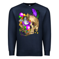 Navy mardi gras skull Premium Sweatshirt - FaDigitalArtStudio