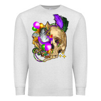 Oatmeal Heather mardi gras skull Premium Sweatshirt - FaDigitalArtStudio