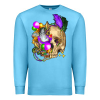 Ocean Blue mardi gras skull Premium Sweatshirt - FaDigitalArtStudio