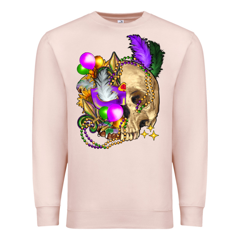 Mardi Gras Skull Premium Sweatshirt by FaDigitalArtStudio | Teevron