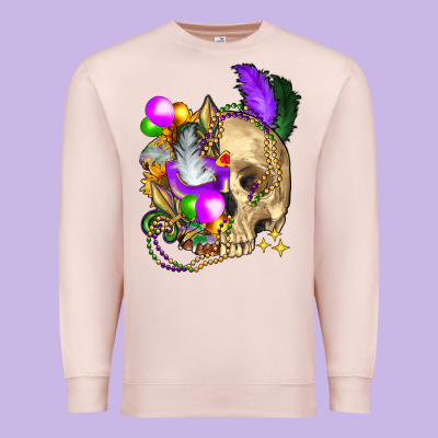 Mardi Gras Skull Premium Sweatshirt Designed By Fadigitalartstudio