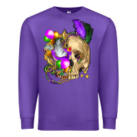 Purple mardi gras skull Premium Sweatshirt - FaDigitalArtStudio