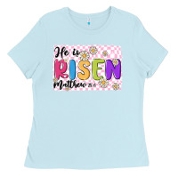 Baby Blue checkered risen Ladies Tee - MaliasSmallBusiness