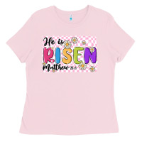 Bubblegum Pink checkered risen Ladies Tee - MaliasSmallBusiness