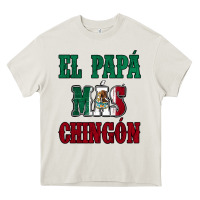 Cream El Papa Mas Chingon Mexican Flag Heavy Core Tee - Jasminsmagicworld