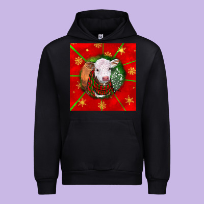 Christmas Hereford Calf Urban Hoodie Designed By Lillyallendesigns