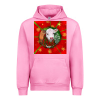 Fuchsia Pink christmas hereford calf Urban Hoodie - LillyAllenDesigns