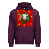 Mauve Wine christmas hereford calf Urban Hoodie - LillyAllenDesigns